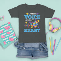 Autism Parents T Shirt For Kid I Am His Voice He Is My Heart Puzzle Heart - Wonder Print Shop