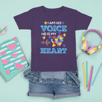 Autism Parents T Shirt For Kid I Am His Voice He Is My Heart Puzzle Heart - Wonder Print Shop