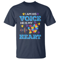 Autism Parents T Shirt I Am His Voice He Is My Heart Puzzle Heart - Wonder Print Shop