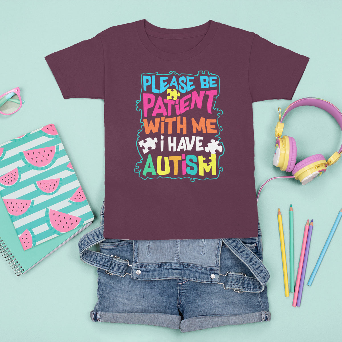 Please Be Patient With Me I Have Autism T Shirt For Kid - Wonder Print Shop
