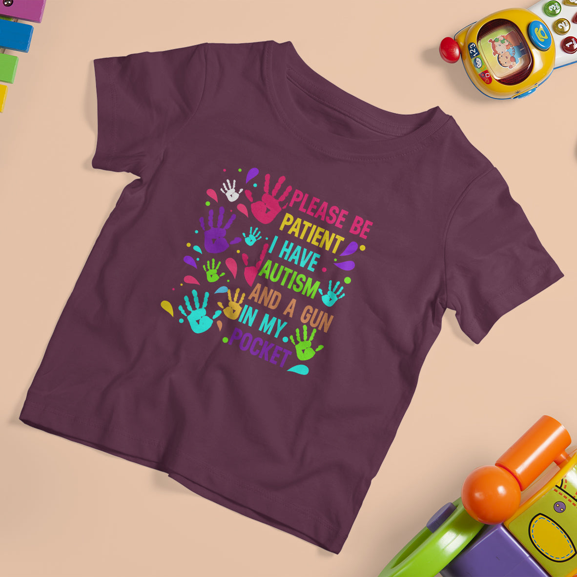 Please Be Patient With Me I Have Autism T Shirt For Kid And A Gun In My Pocket - Wonder Print Shop