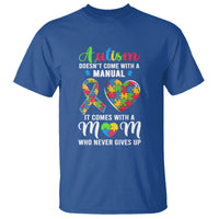 Autism Mom T Shirt It Doesn't Come With A Manual It Comes With A Mother Who Never Gives Up Puzzle Heart - Wonder Print Shop