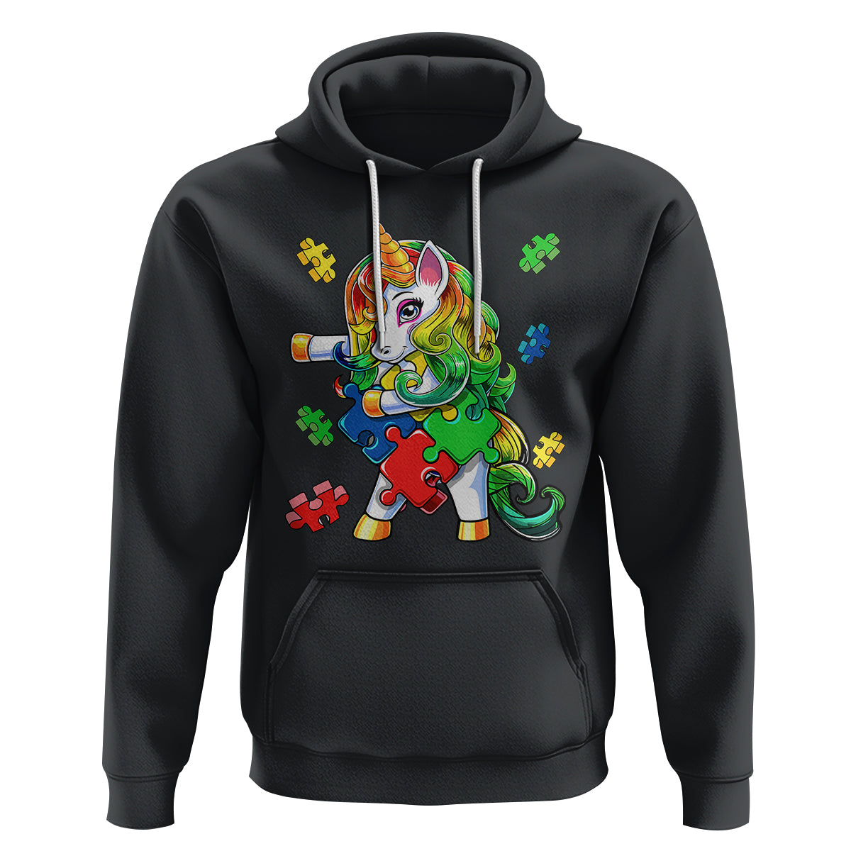 Unicorn Autism Hoodie His Fight is My Fight with Flossing Unicorn Puzzle Piece - Wonder Print Shop