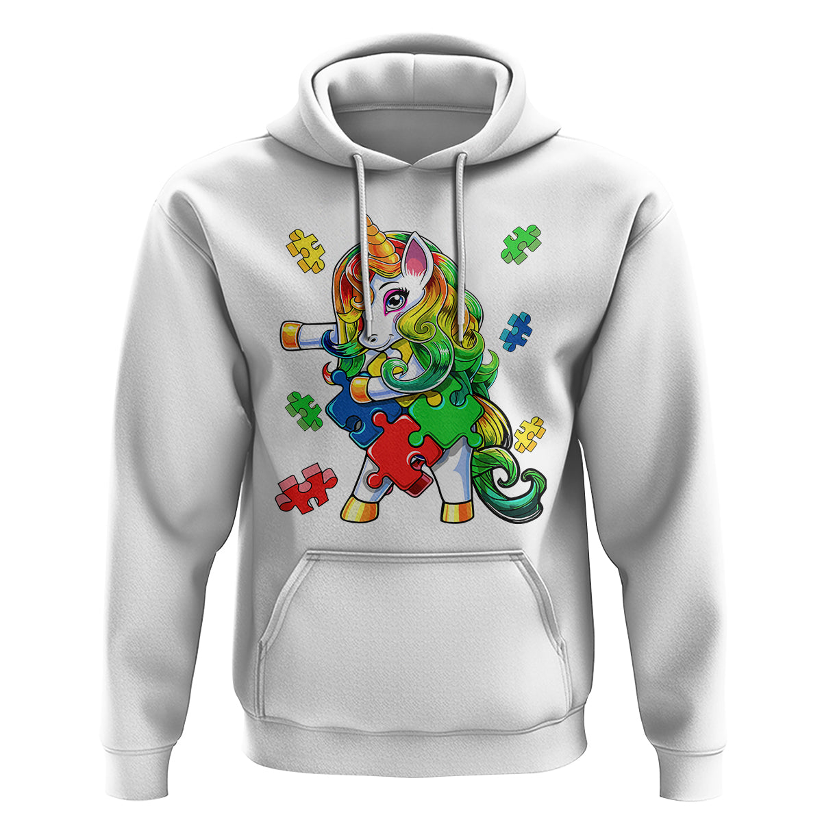 Unicorn Autism Hoodie His Fight is My Fight with Flossing Unicorn Puzzle Piece - Wonder Print Shop