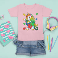 Unicorn Autism T Shirt For Kid His Fight is My Fight with Flossing Unicorn Puzzle Piece - Wonder Print Shop