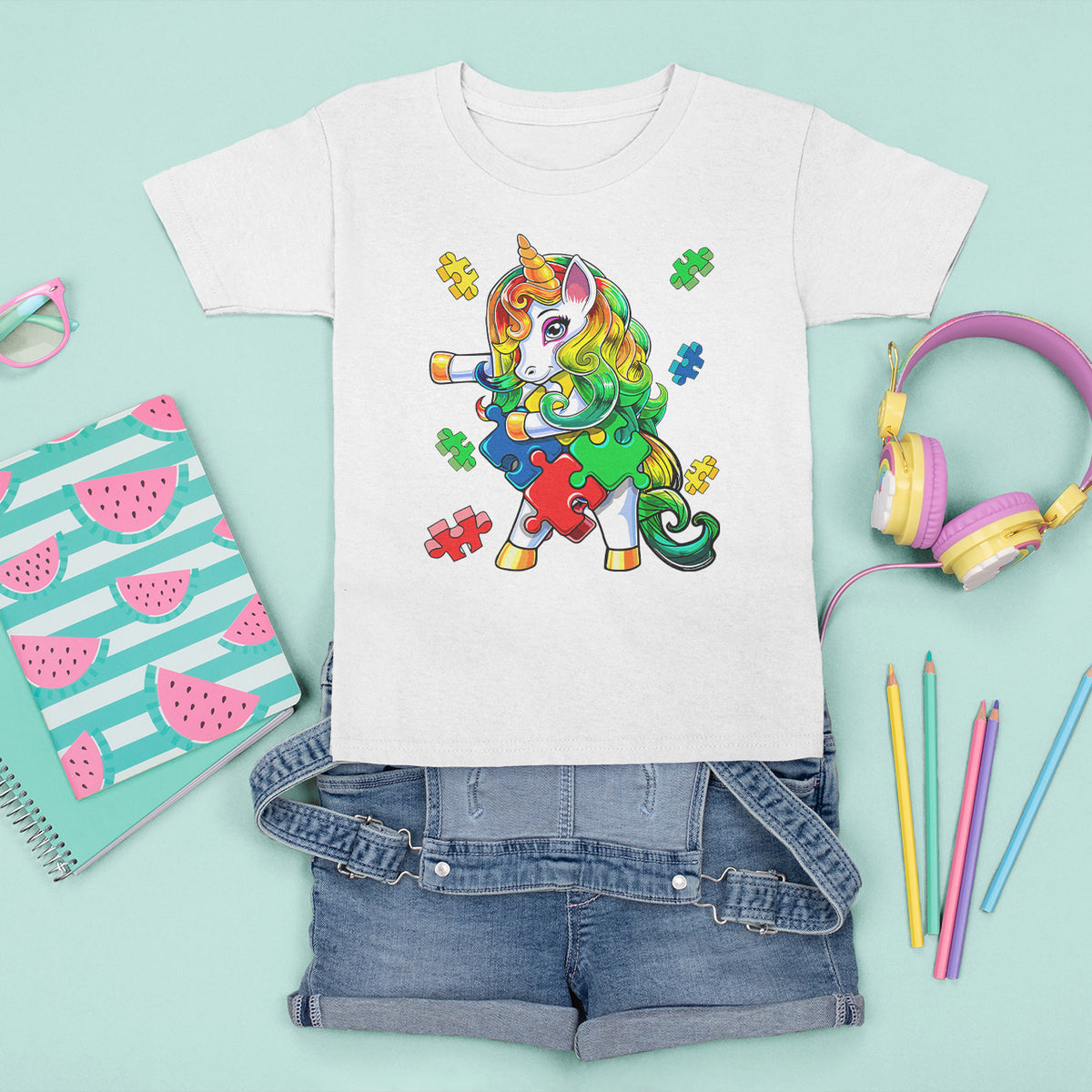 Unicorn Autism T Shirt For Kid His Fight is My Fight with Flossing Unicorn Puzzle Piece - Wonder Print Shop