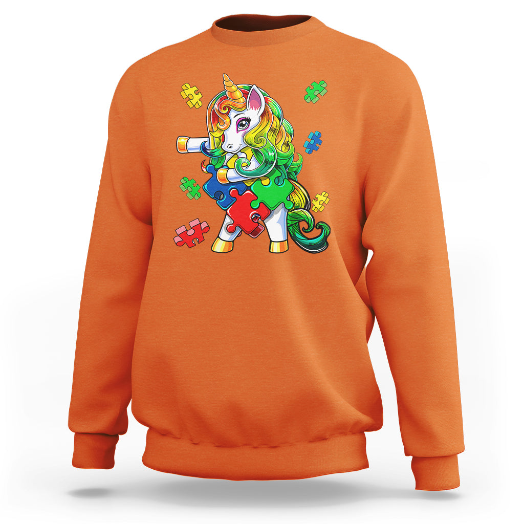 Unicorn Autism Sweatshirt His Fight is My Fight with Flossing Unicorn Puzzle Piece - Wonder Print Shop