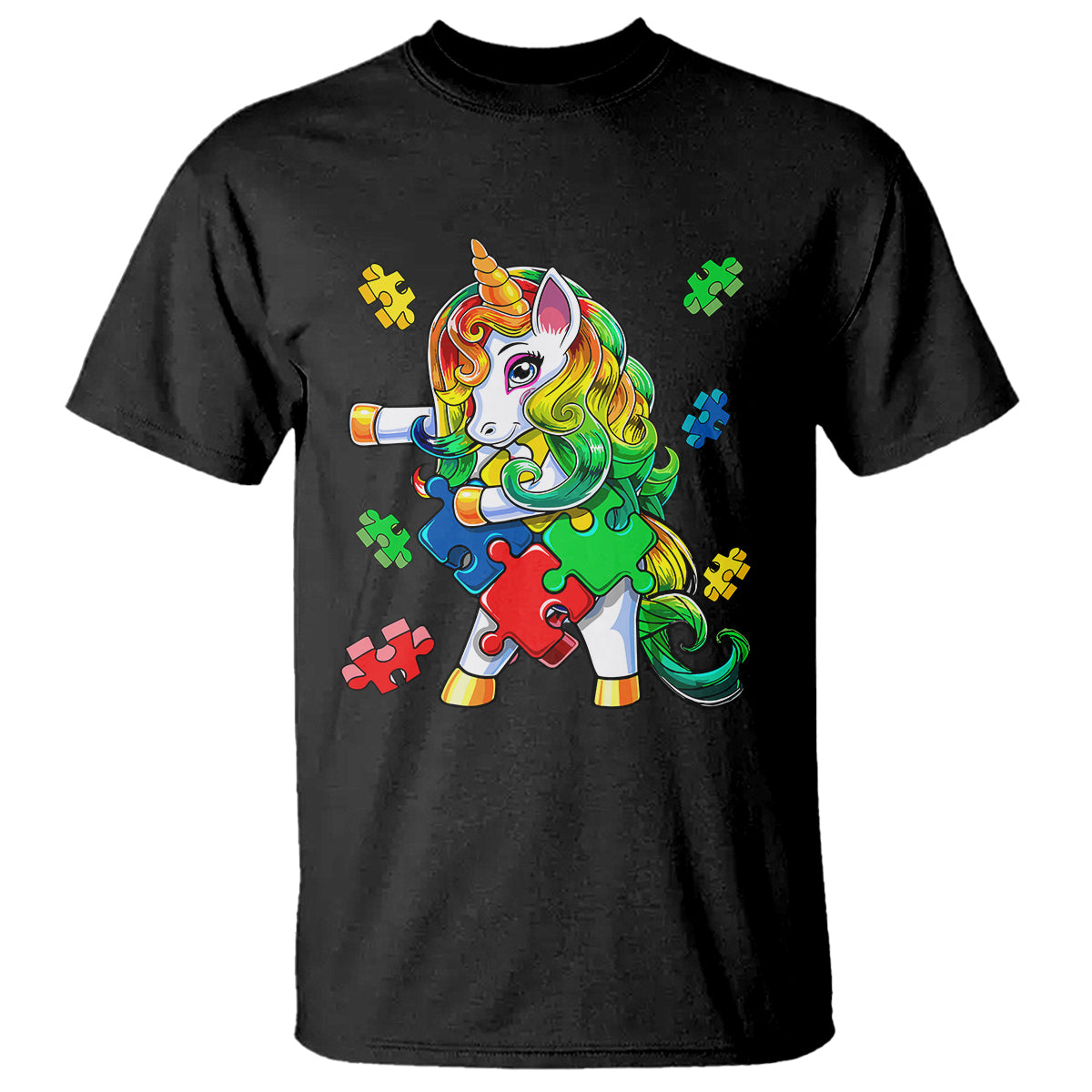 Unicorn Autism T Shirt His Fight is My Fight with Flossing Unicorn Puzzle Piece - Wonder Print Shop