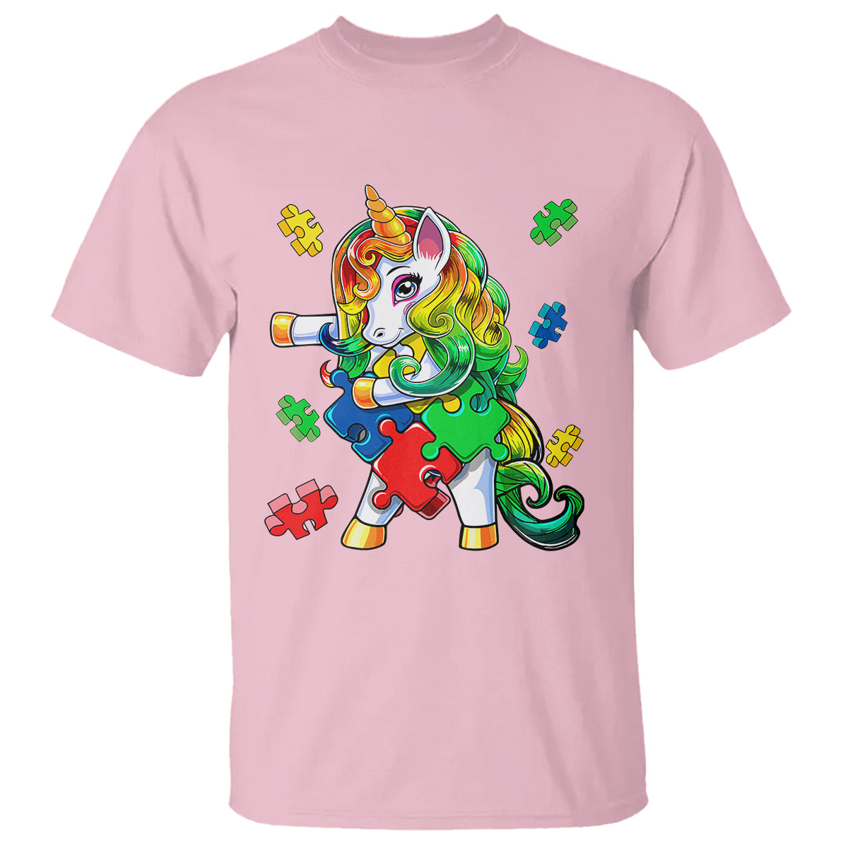 Unicorn Autism T Shirt His Fight is My Fight with Flossing Unicorn Puzzle Piece - Wonder Print Shop