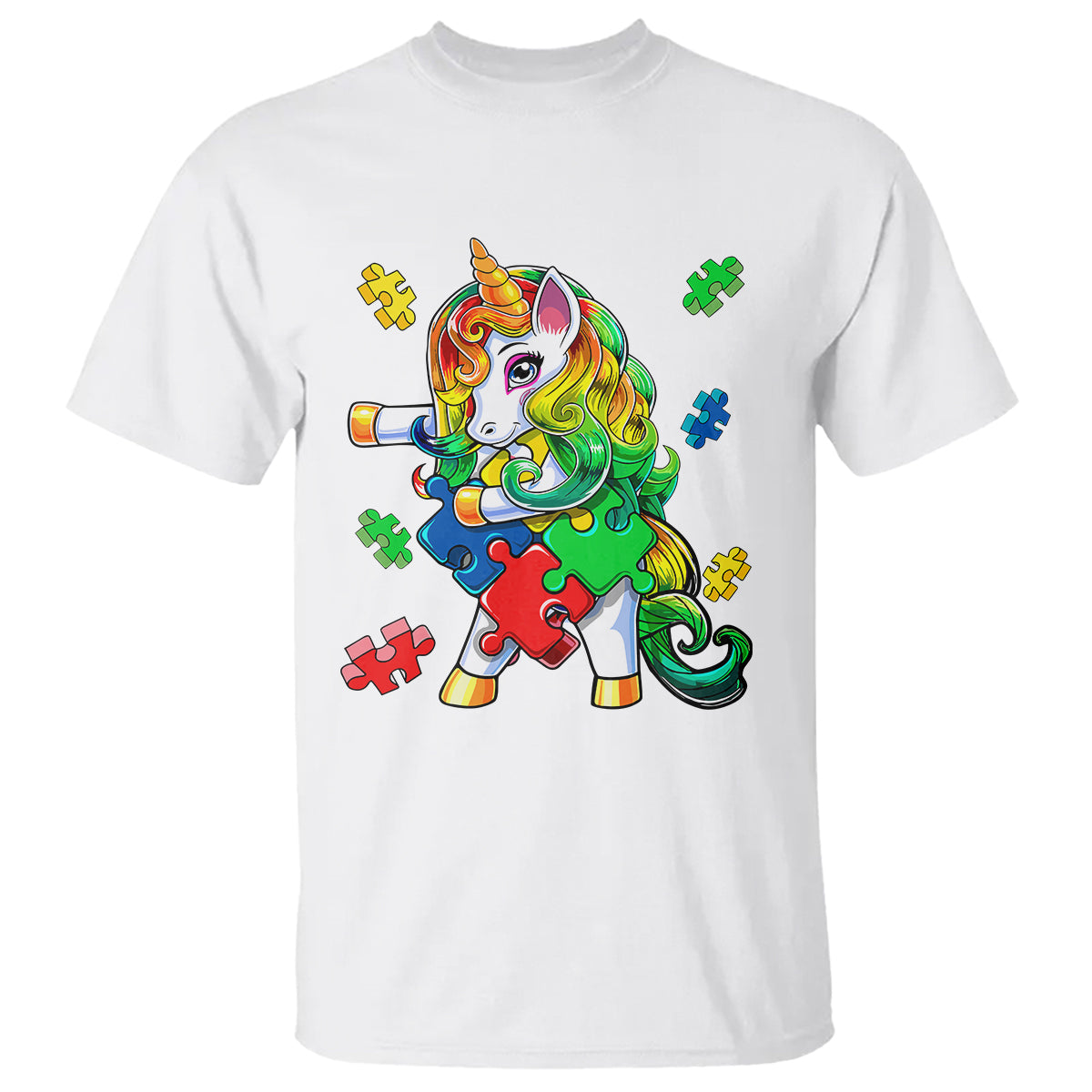 Unicorn Autism T Shirt His Fight is My Fight with Flossing Unicorn Puzzle Piece - Wonder Print Shop