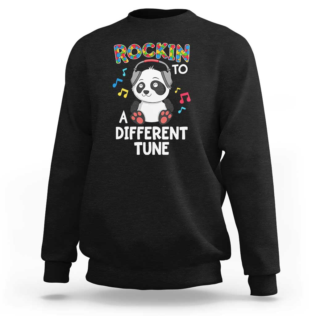 Panda Autism Sweatshirt Rockin' To A Different Tune Cute Kids - Wonder Print Shop