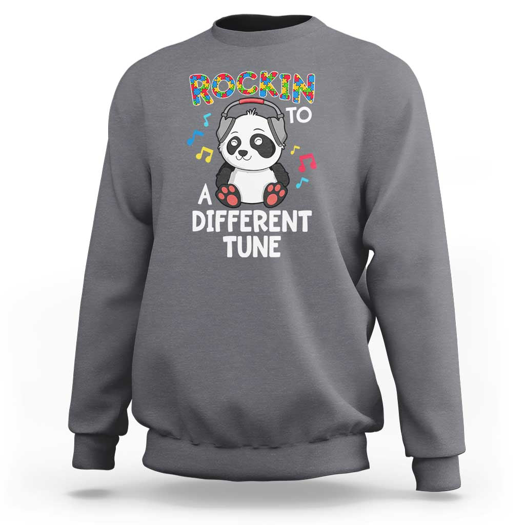 Panda Autism Sweatshirt Rockin' To A Different Tune Cute Kids - Wonder Print Shop