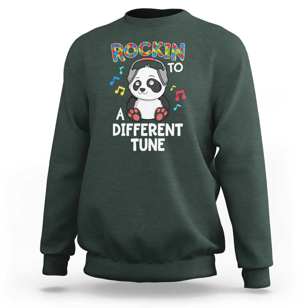 Panda Autism Sweatshirt Rockin' To A Different Tune Cute Kids - Wonder Print Shop