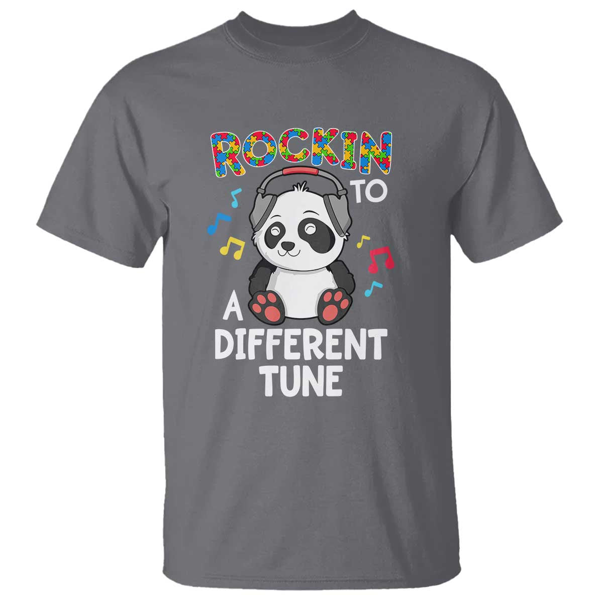 Panda Autism T Shirt Rockin' To A Different Tune Cute Kids - Wonder Print Shop