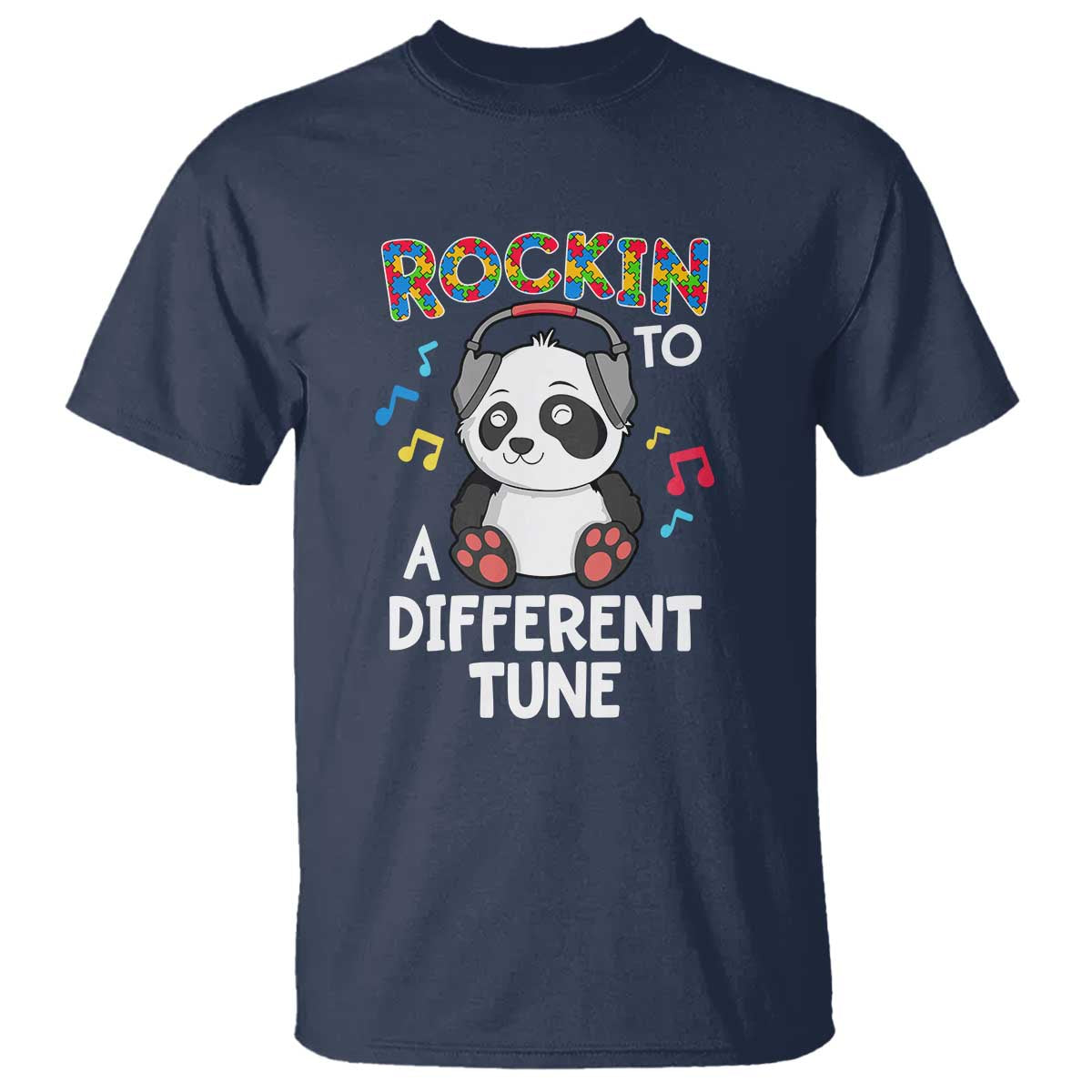 Panda Autism T Shirt Rockin' To A Different Tune Cute Kids - Wonder Print Shop