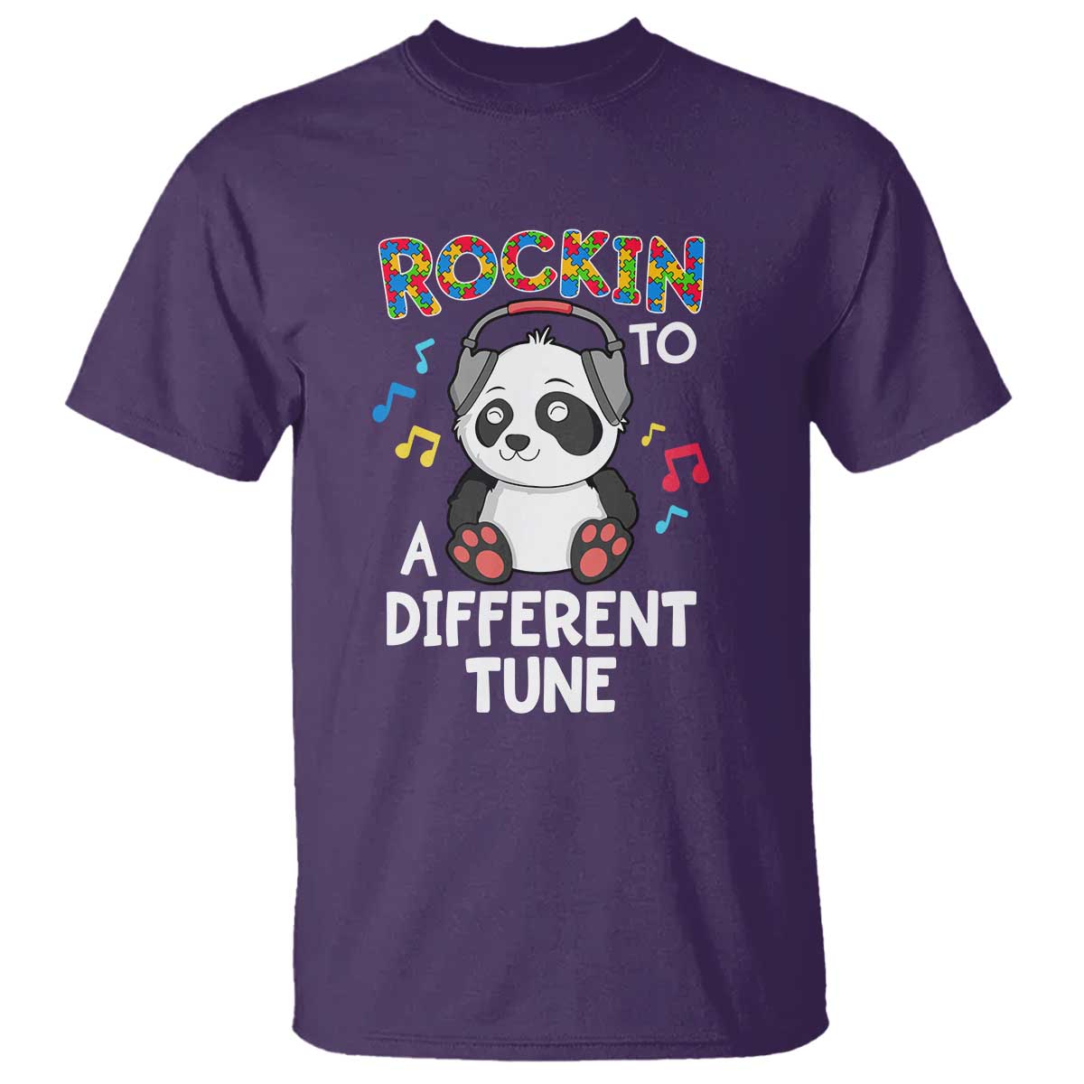 Panda Autism T Shirt Rockin' To A Different Tune Cute Kids - Wonder Print Shop