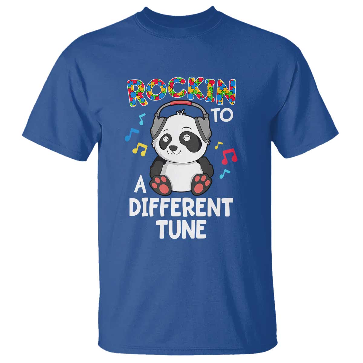 Panda Autism T Shirt Rockin' To A Different Tune Cute Kids - Wonder Print Shop