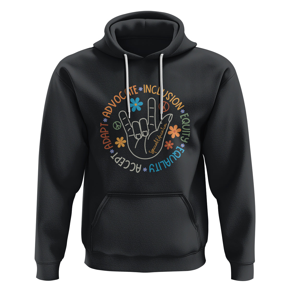 Sped Teacher Hoodie Special Education Autism Accept Adapt Advocate Inclusion Equity Equality - Wonder Print Shop