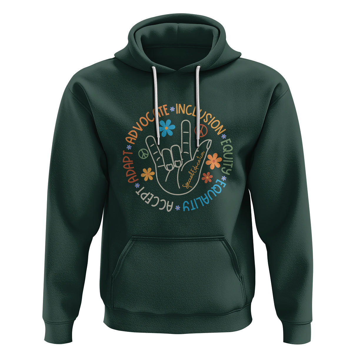 Sped Teacher Hoodie Special Education Autism Accept Adapt Advocate Inclusion Equity Equality - Wonder Print Shop