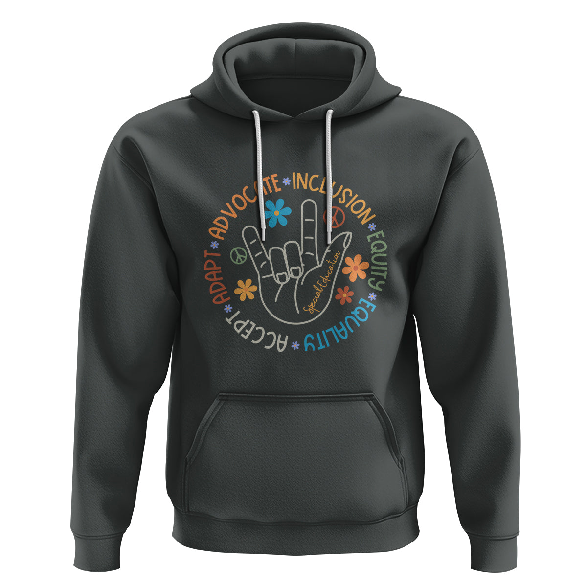 Sped Teacher Hoodie Special Education Autism Accept Adapt Advocate Inclusion Equity Equality - Wonder Print Shop