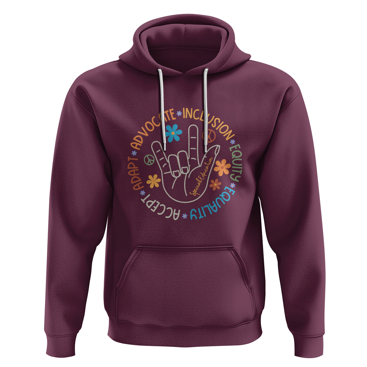 Sped Teacher Hoodie Special Education Autism Accept Adapt Advocate Inclusion Equity Equality - Wonder Print Shop