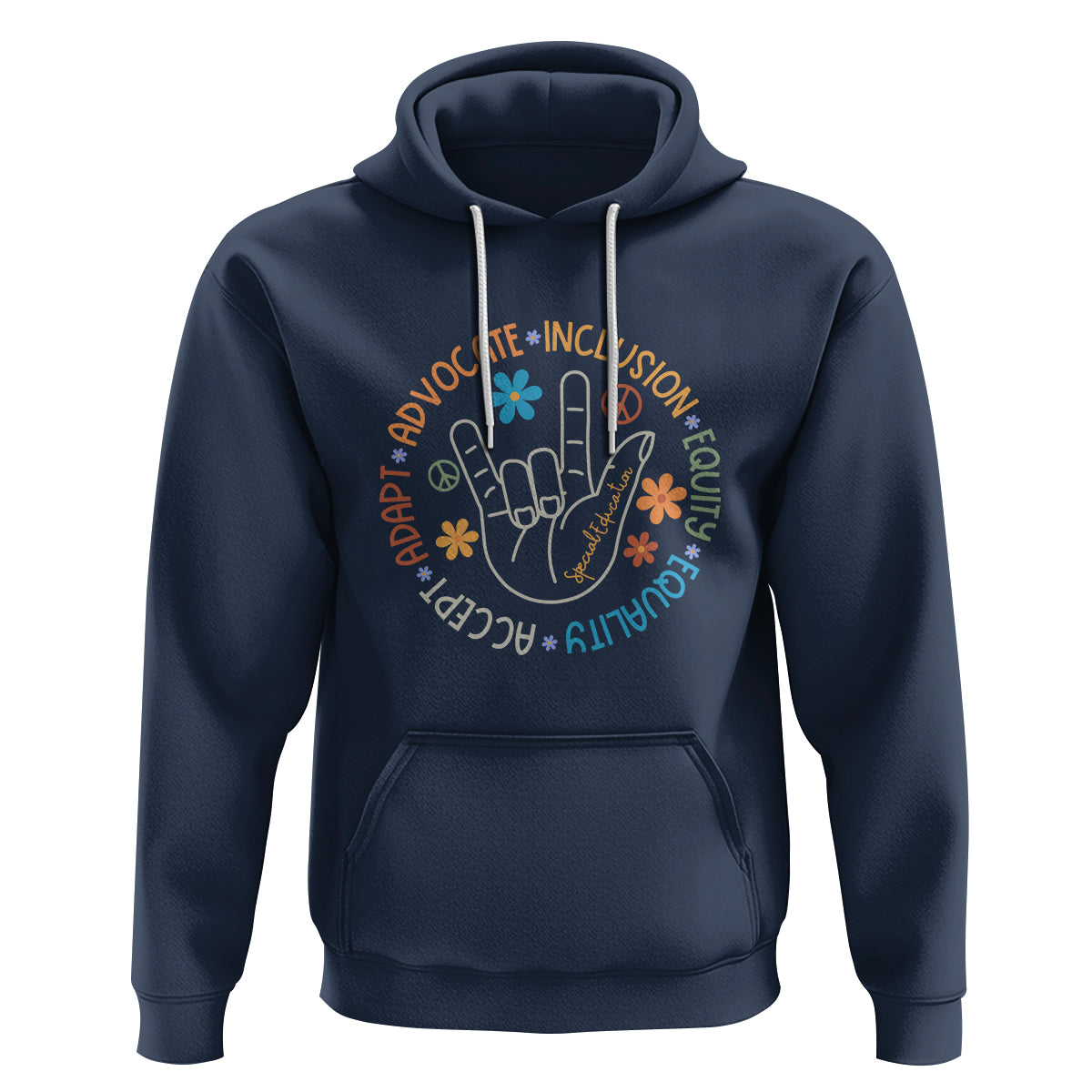 Sped Teacher Hoodie Special Education Autism Accept Adapt Advocate Inclusion Equity Equality - Wonder Print Shop