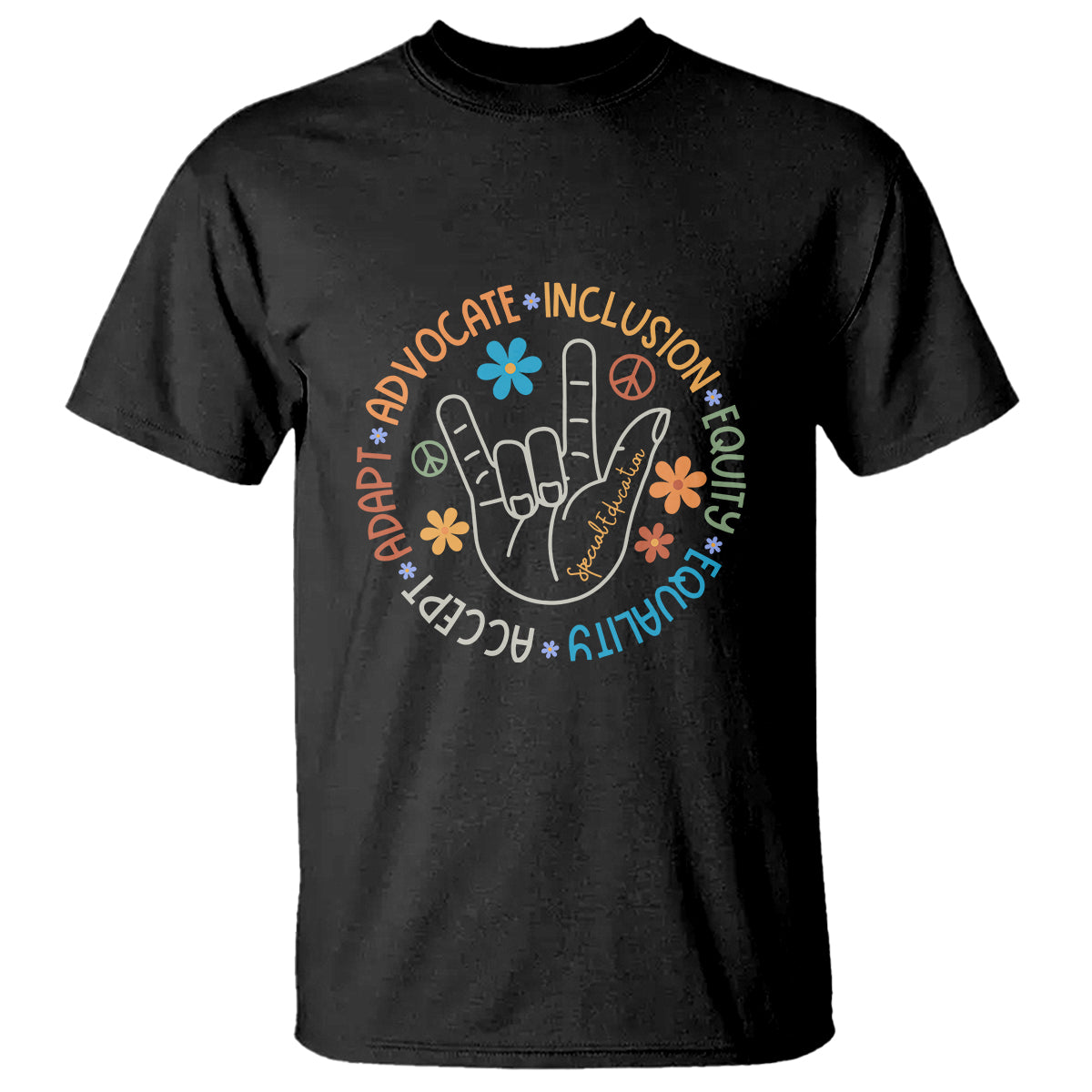 Sped Teacher T Shirt Special Education Autism Accept Adapt Advocate Inclusion Equity Equality - Wonder Print Shop