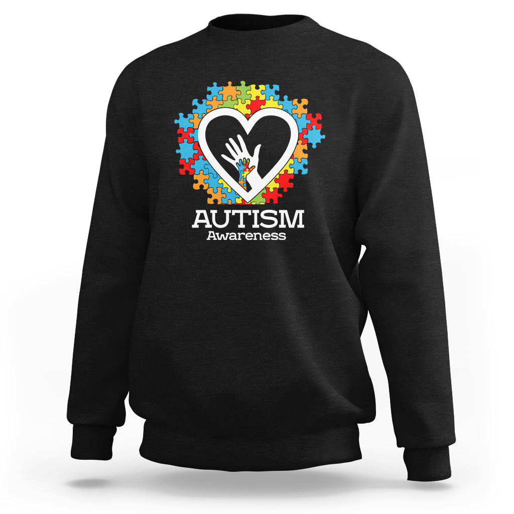 Autism Support Sweatshirt Jigsaw Puzzle Hand In Hand - Wonder Print Shop