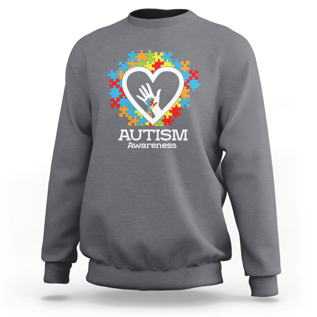 Autism Support Sweatshirt Jigsaw Puzzle Hand In Hand - Wonder Print Shop