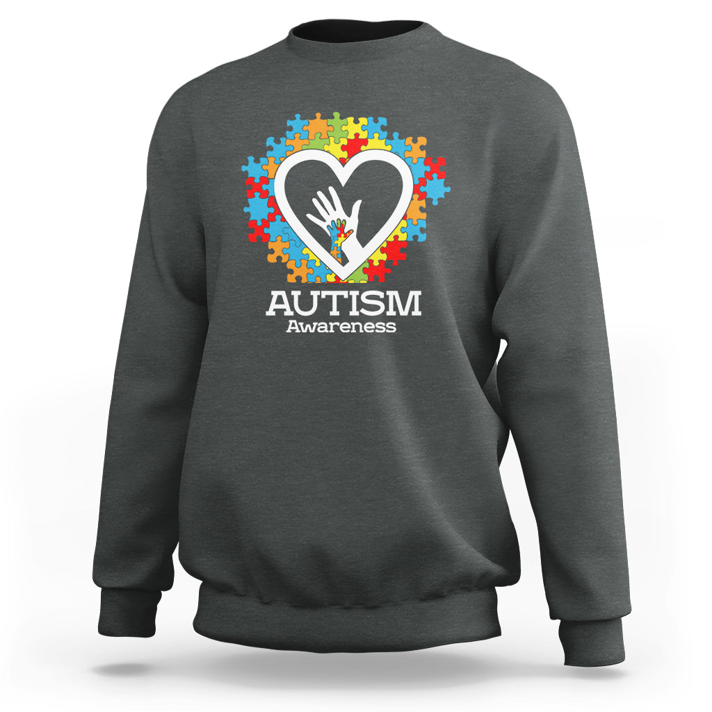 Autism Support Sweatshirt Jigsaw Puzzle Hand In Hand - Wonder Print Shop