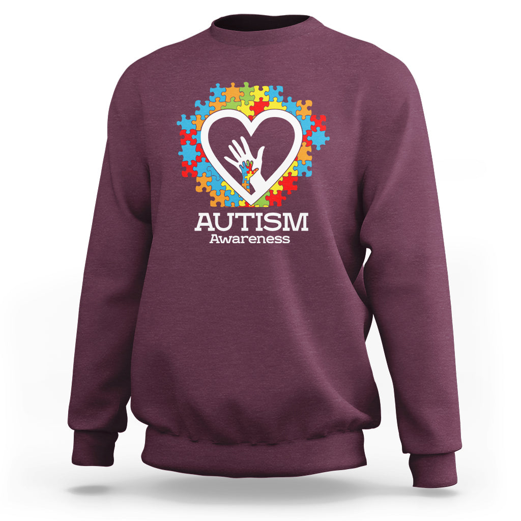 Autism Support Sweatshirt Jigsaw Puzzle Hand In Hand - Wonder Print Shop