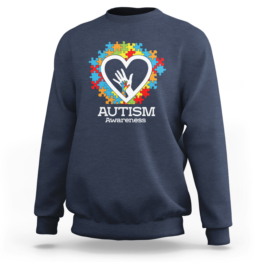 Autism Support Sweatshirt Jigsaw Puzzle Hand In Hand - Wonder Print Shop