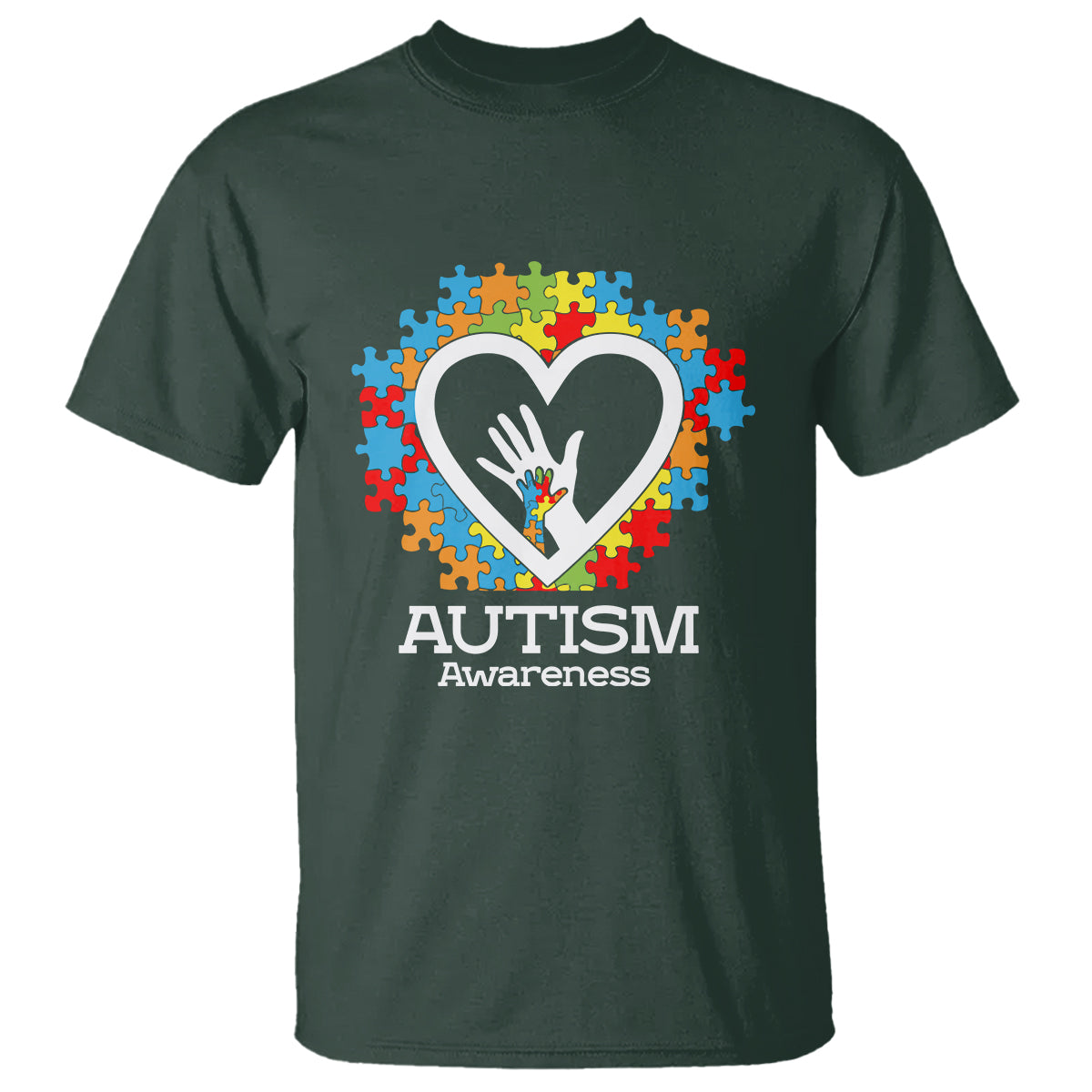 Autism Support T Shirt Jigsaw Puzzle Hand In Hand - Wonder Print Shop