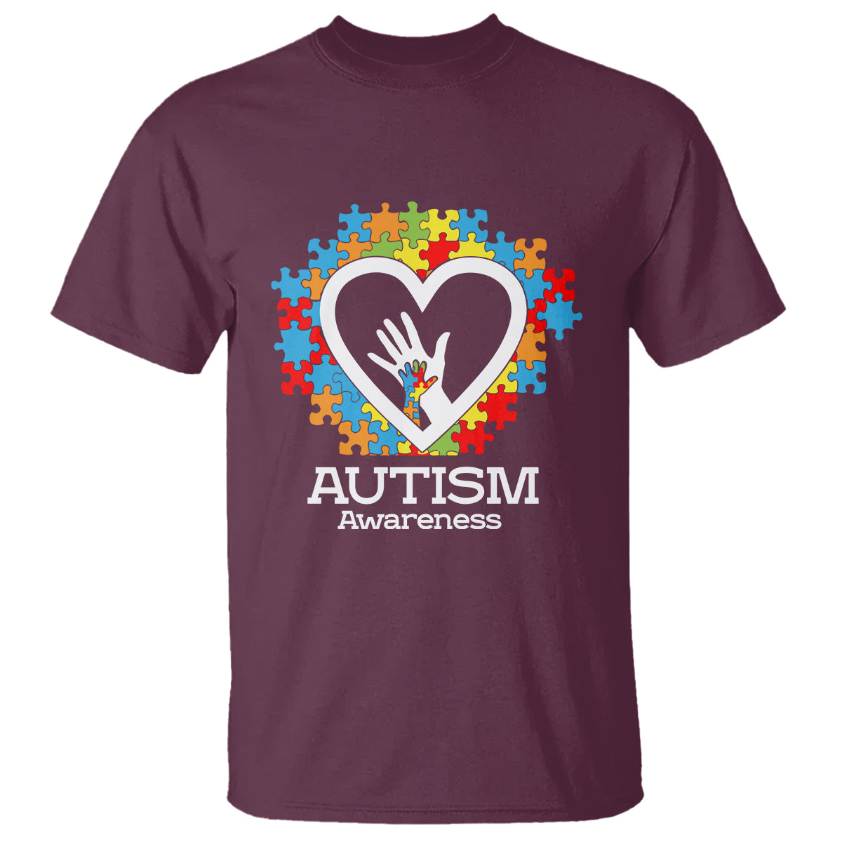 Autism Support T Shirt Jigsaw Puzzle Hand In Hand - Wonder Print Shop