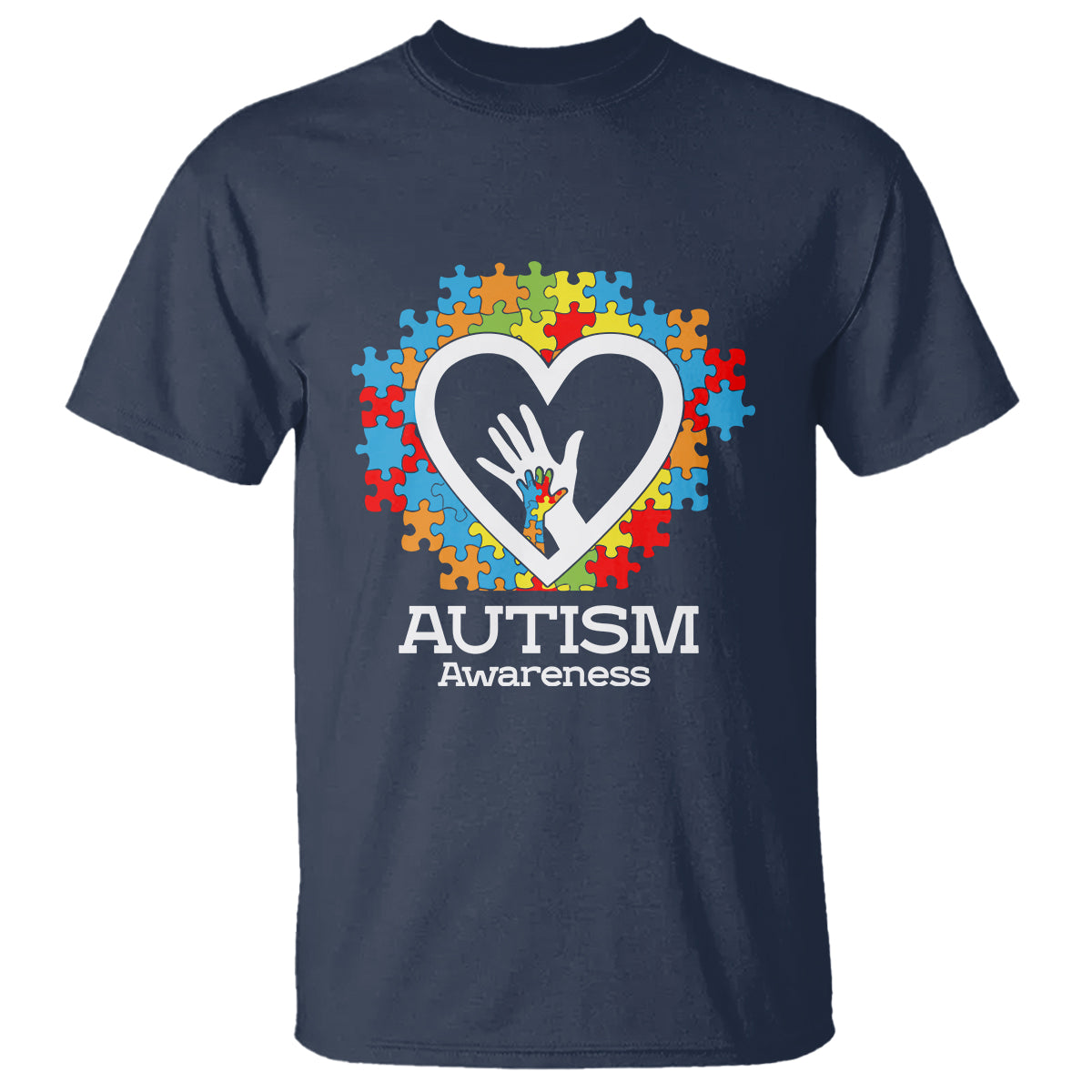 Autism Support T Shirt Jigsaw Puzzle Hand In Hand - Wonder Print Shop
