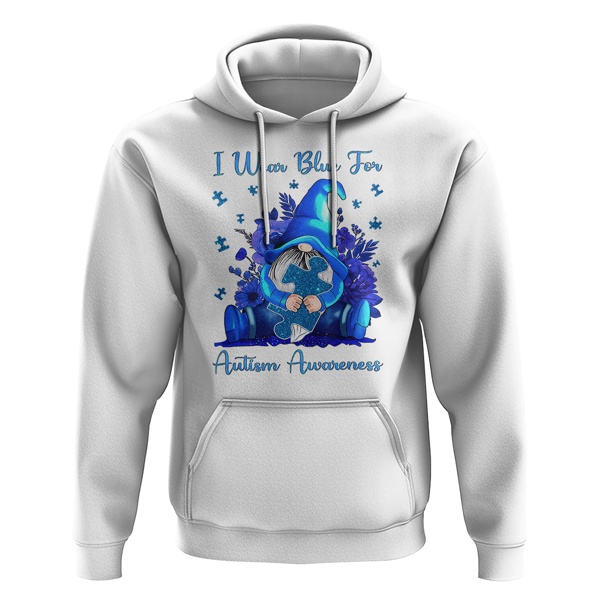 Gnome Autism Hoodie I Wear Blue For Autism Awareness Accept Understand Love - Wonder Print Shop