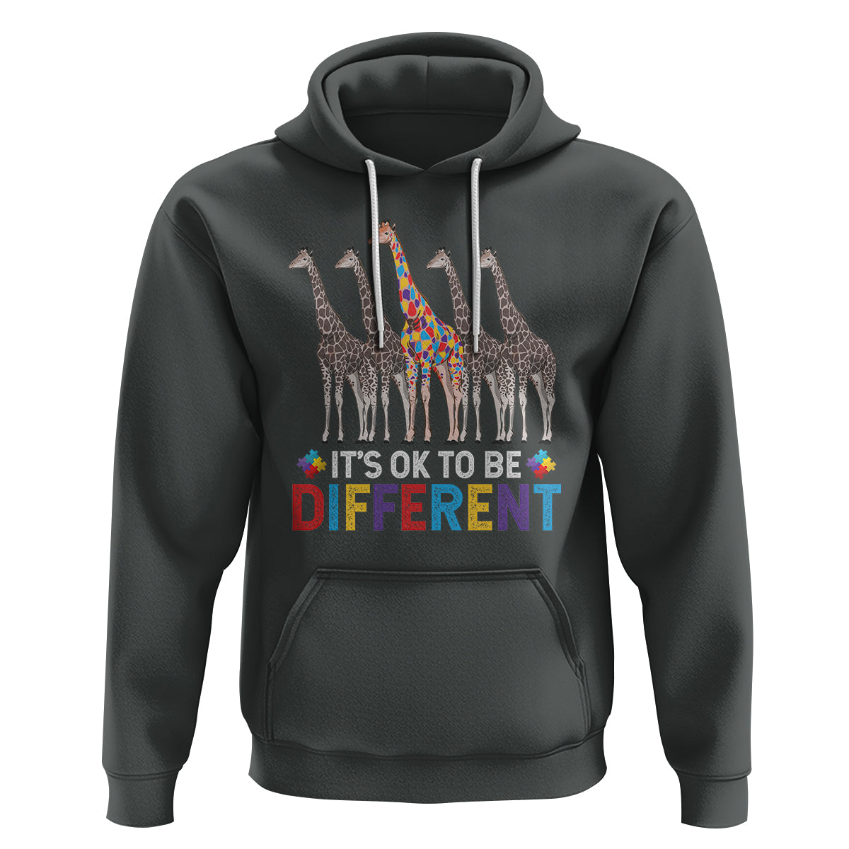 Giraffe Autism Hoodie It's Ok To Be Different Puzzle Support - Wonder Print Shop
