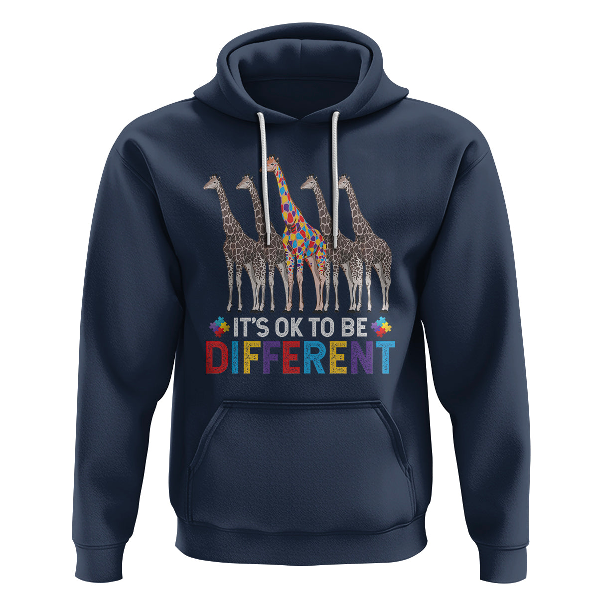 Giraffe Autism Hoodie It's Ok To Be Different Puzzle Support - Wonder Print Shop