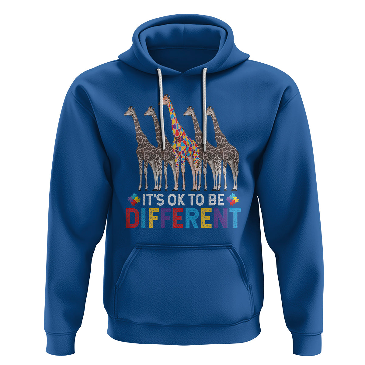 Giraffe Autism Hoodie It's Ok To Be Different Puzzle Support - Wonder Print Shop