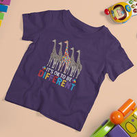 Giraffe Autism T Shirt For Kid It's Ok To Be Different Puzzle Support - Wonder Print Shop