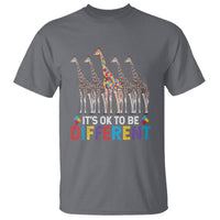 Giraffe Autism T Shirt It's Ok To Be Different Puzzle Support - Wonder Print Shop