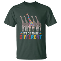 Giraffe Autism T Shirt It's Ok To Be Different Puzzle Support - Wonder Print Shop