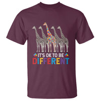 Giraffe Autism T Shirt It's Ok To Be Different Puzzle Support - Wonder Print Shop