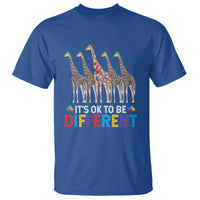 Giraffe Autism T Shirt It's Ok To Be Different Puzzle Support - Wonder Print Shop