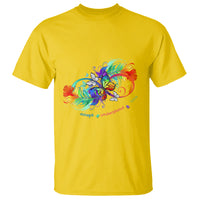 Autism Acceptance T Shirt Accept Understand Love Rainbow Infinity With Butterfly Feathers - Wonder Print Shop