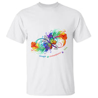 Autism Acceptance T Shirt Accept Understand Love Rainbow Infinity With Butterfly Feathers - Wonder Print Shop
