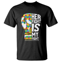 Autism Support T Shirt Her Fight is My Fight Warriors Jigsaw Puzzle Boxing Glove - Wonder Print Shop