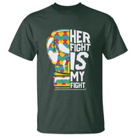 Autism Support T Shirt Her Fight is My Fight Warriors Jigsaw Puzzle Boxing Glove - Wonder Print Shop