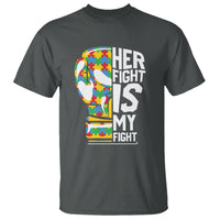 Autism Support T Shirt Her Fight is My Fight Warriors Jigsaw Puzzle Boxing Glove - Wonder Print Shop