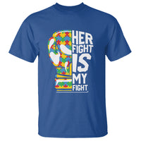 Autism Support T Shirt Her Fight is My Fight Warriors Jigsaw Puzzle Boxing Glove - Wonder Print Shop